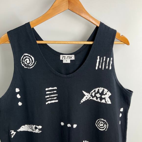 M MAC Vintage Art Animal Fish Maxi Dress Medium Vermont Coastal Nautical Cotton - Picture 9 of 9